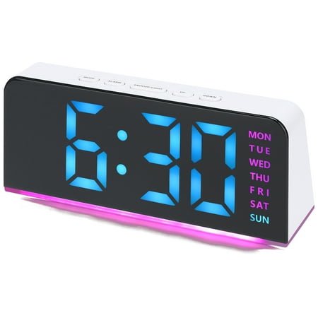 Unique Bargains Digital Dual Alarm Clock for Bedroom White Pink