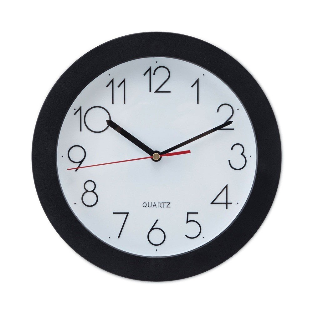 Universal 10421 9.75 in. Bold Font Round Wall Clock - Black New