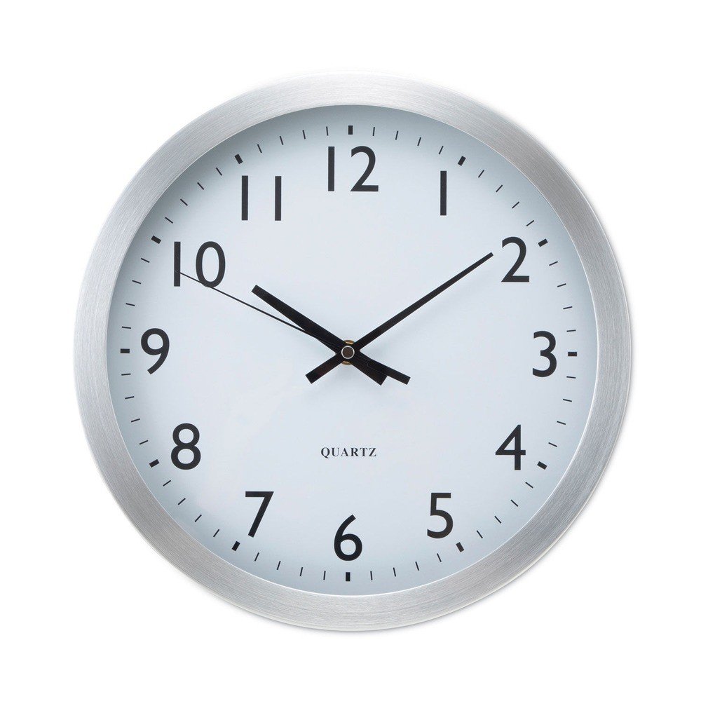 Universal 10425 12 in. Overall Diameter Brushed AL Wall Clock - Silver Case New