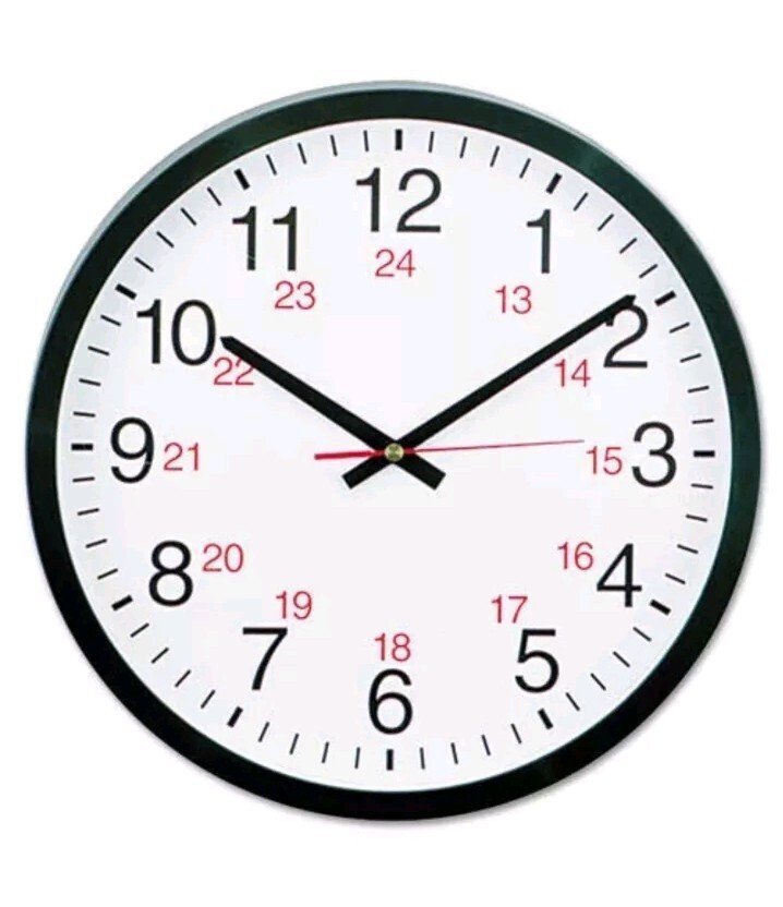 UNIVERSAL 24-Hour Round Wall Clock 12 1/2" Black UNV10441