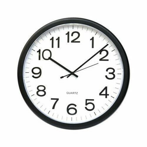 Universal Round Battery Wall Clock, Black, 12", Each (UNV11641)