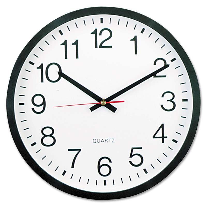 Universal Round Wall Clock, 12 5/8" dia., Black