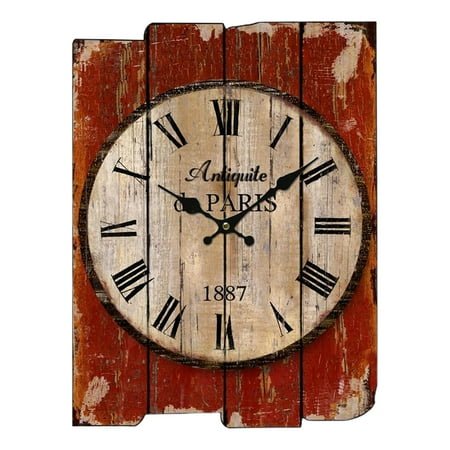 UPGRATOR Wall Clock Dark Red Wooden 1Set 15.7x11.8in