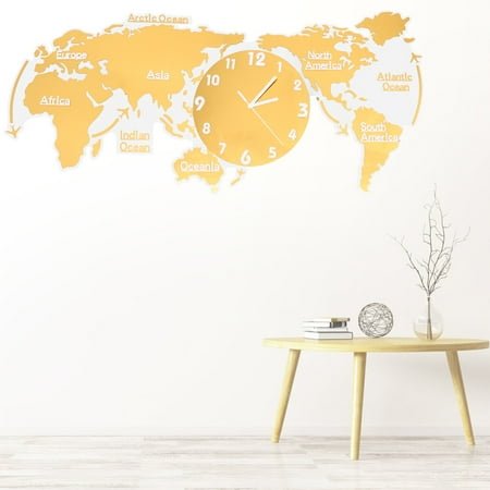 UPKOCH World Map Clock Acrylic Accurate Time Keeping Room Clocks for Friends 1Pack