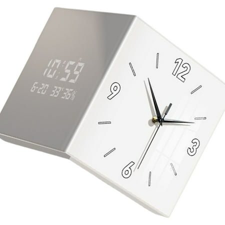URTERYSER Double Sided Corner Wall Clock Easy To Read Square Designs Digital Display Wall Clock for Living Room and Office Decors White