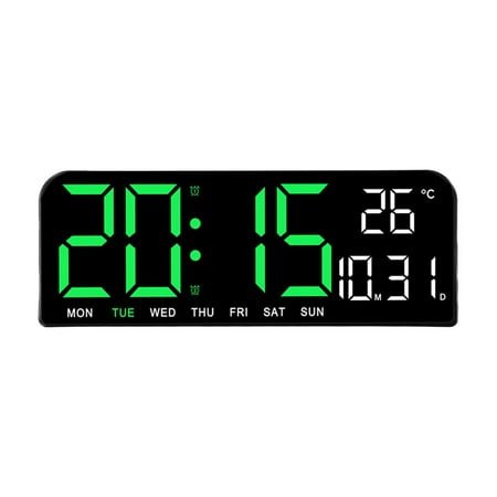 USB Powered Large Digital Wall Clock Temperature Date Week Timing Countdown Auto-Dimmer 2 Alarm 12/24H LED Alarm Clock Decor