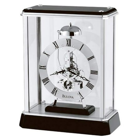 Vantage Tabletop Clock by Bulova - Skeleton Movement - Chrome & Black