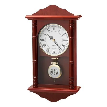VEVOR Grandfather Clock, 18 in Classic Vintage Pendulum Clock, Pine Wood & MDF Wall Clocks with Quartz Movement and Quiet Design, for Living Room, Bedroom, Home Decor, and Gift (Cherry Tone Finish)