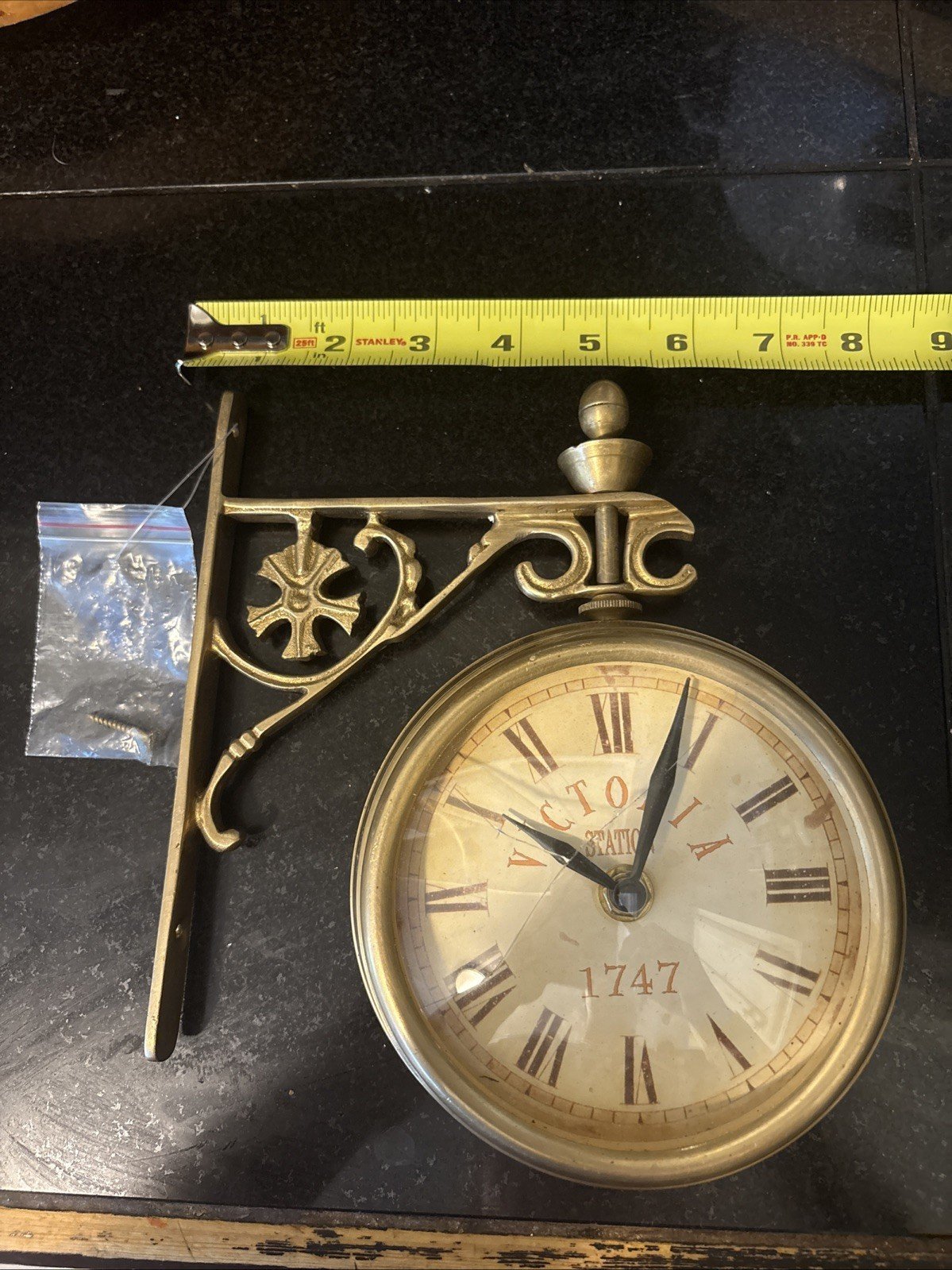 Victoria Station 1747 Hand Cast Solid Brass Wall Clock 360 Degree Swivel Vtg