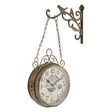 Vintage-Inspired Double Sided Hanging Wall Clock Wrought Iron Antique 45*32cm