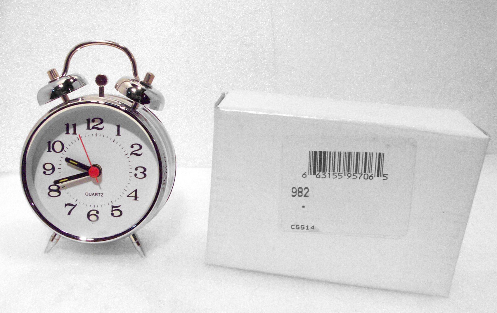 Vintage Alarm Clock Battery Operated Twin Bell Silver