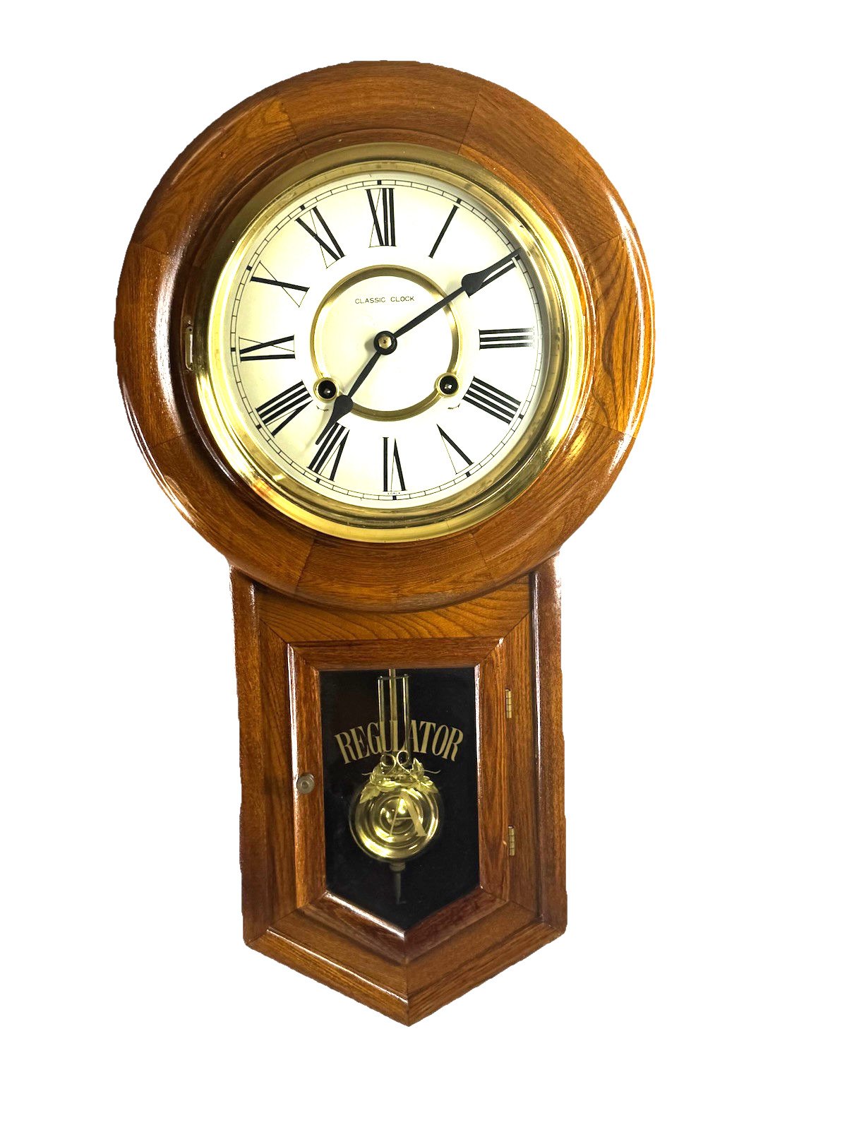 Vintage D&A Regulator Schoolhouse Wall Clock Wind Up Hourly Gong