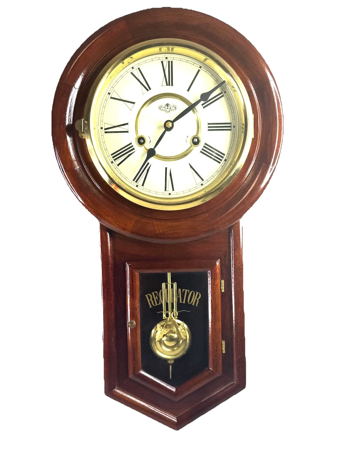 Vintage D&A Regulator Schoolhouse Wall Clock Wind Up Hourly Gong