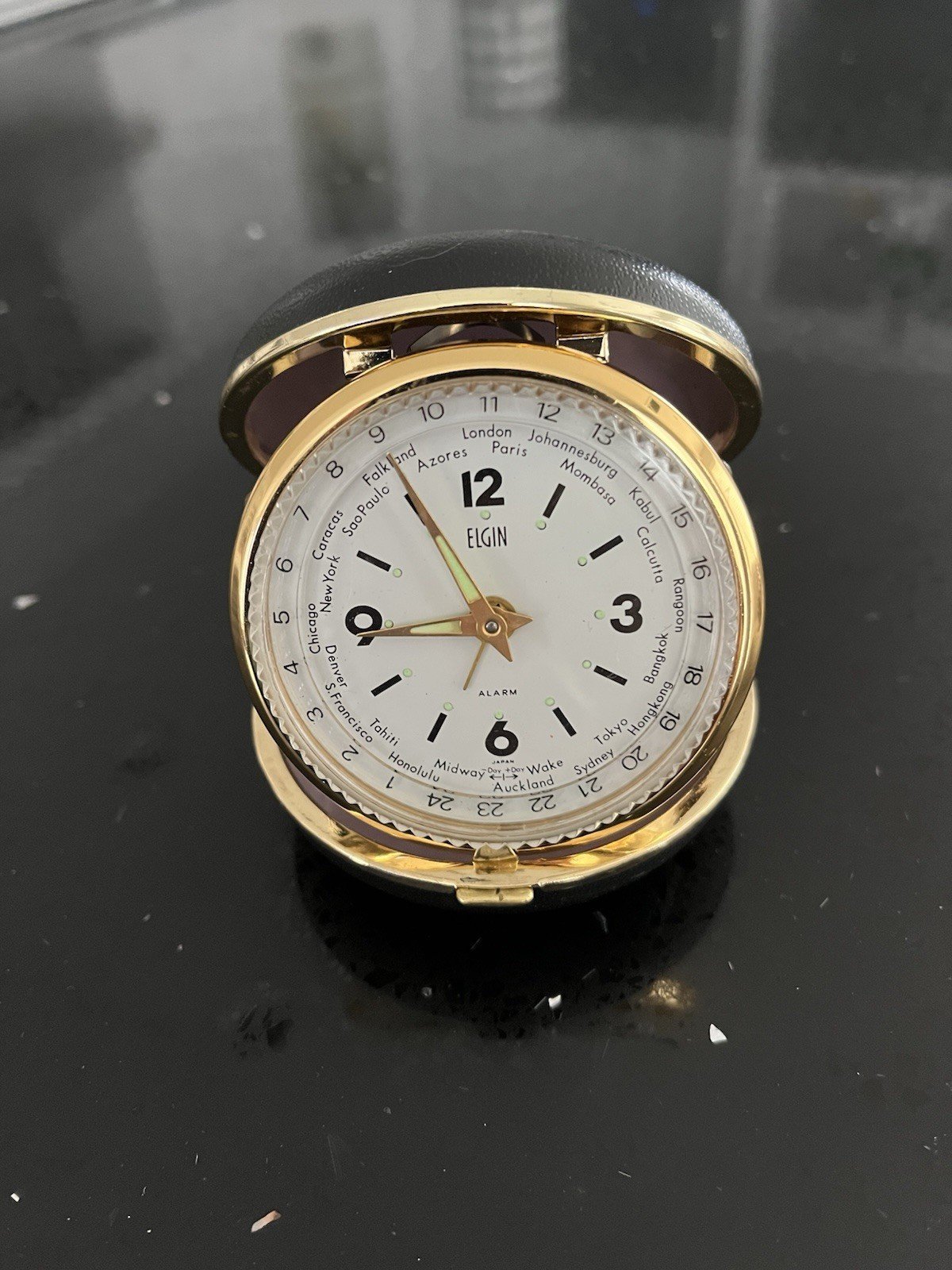 Vintage Elgin World Travel Desk Clock Japan Made Untested