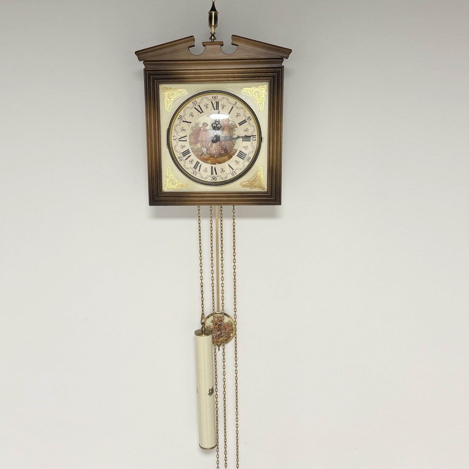 Vintage E SCHMECKENBECHER Weighted Pendulum 8 Day Wall Clock Roman Numerals READ