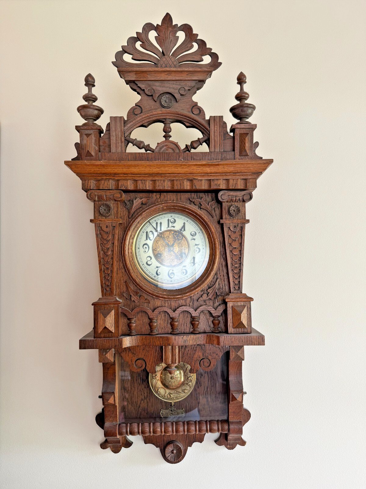 Vintage German Austrian Wood Wall Clock