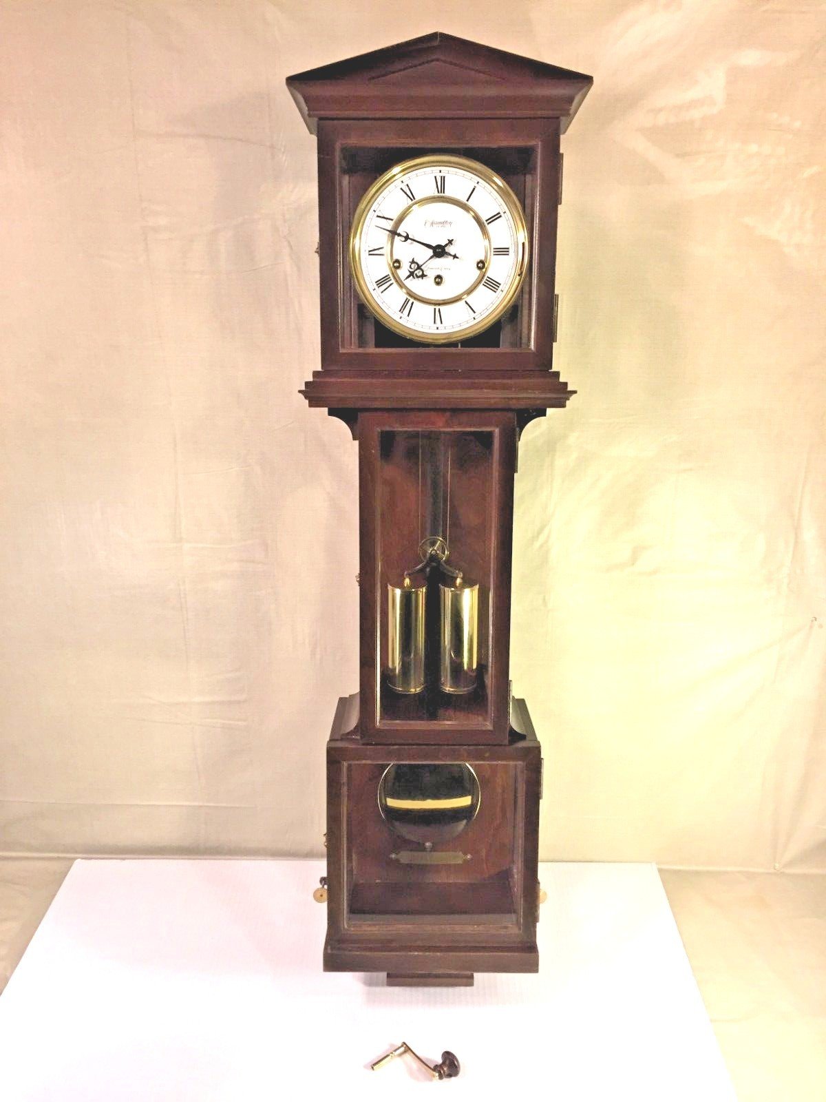 Vintage Hamilton Reg Wall Clock with Westminster Chimes Weights & Spring Driven