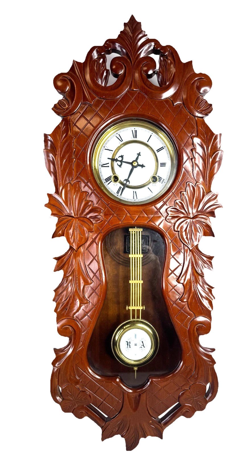 Vintage Heavily Carved 31 Day Pendulum Key Regulator Wall Clock Fully Serviced