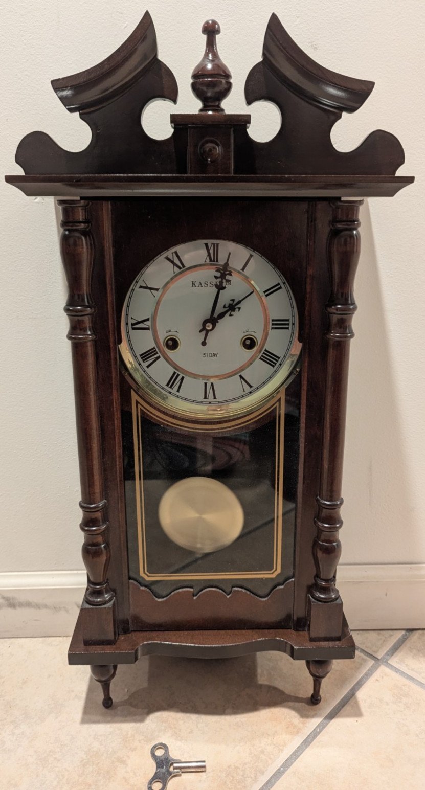 Vintage Kassel 31 Day Wall Chime Clock with Pendulum, Key