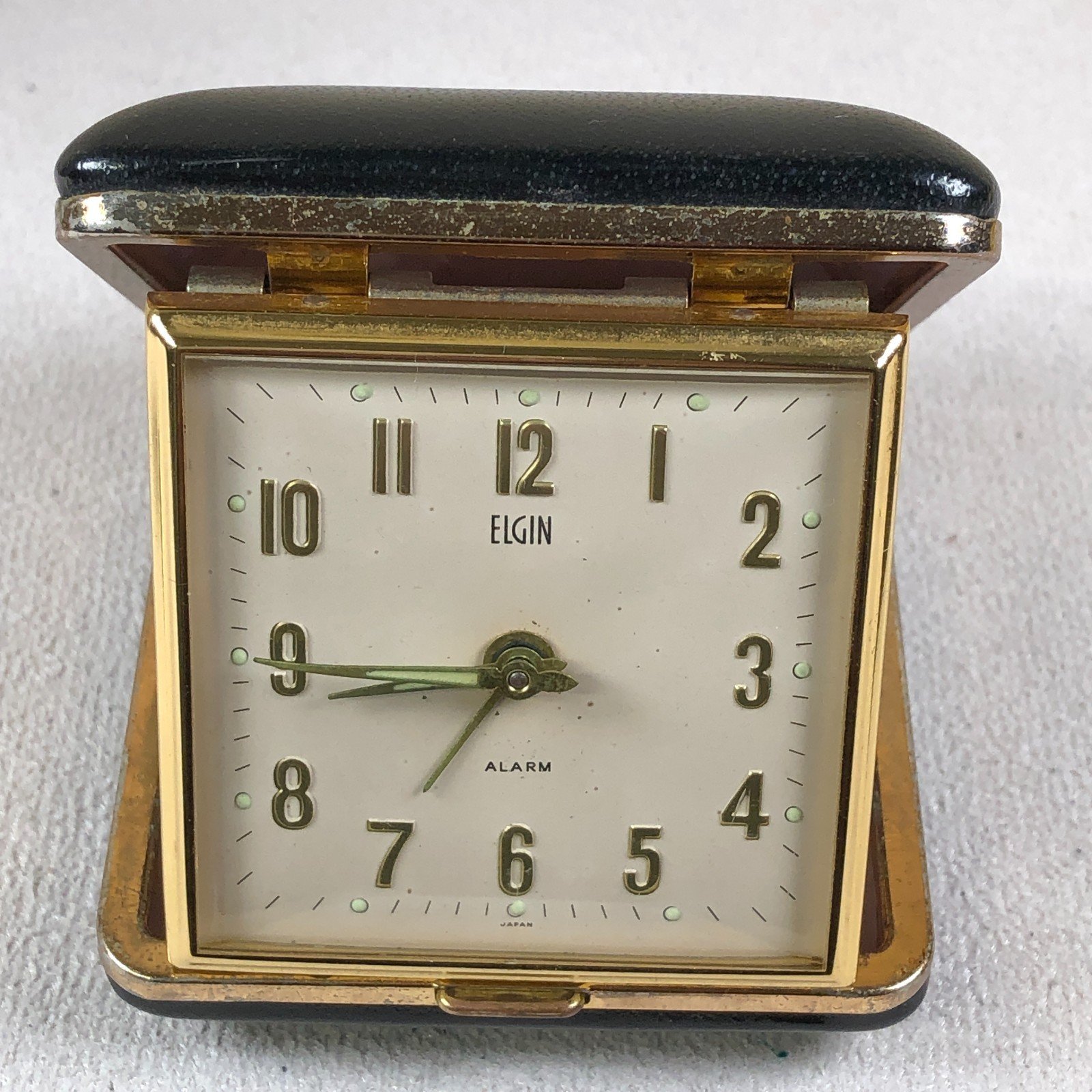 Vintage MCM Elgin Travel Folding Alarm Clock Mechanical Wind 61mm Watch