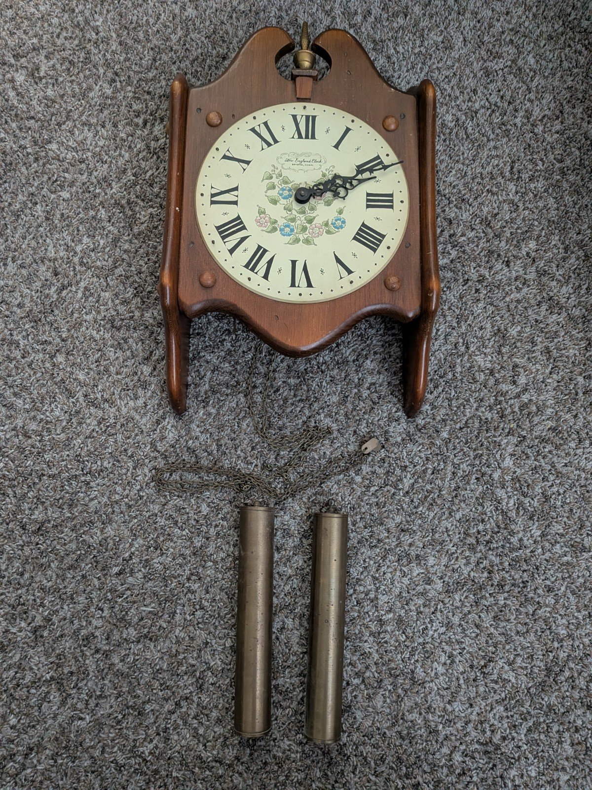 Vintage New England Clock Co. Weight Driven Wall Clock