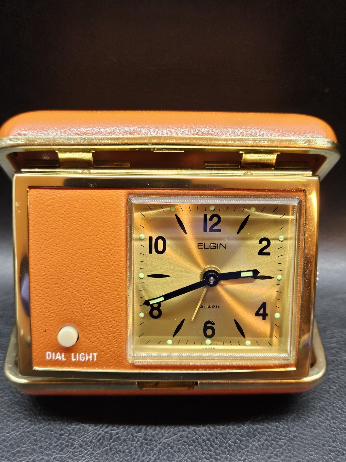 Vintage Orange Elgin Tracel Alarm Winding Clock, Free Fast Shipping!!!