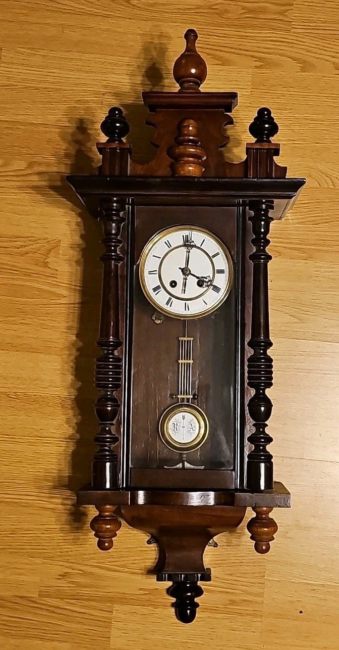 Vintage R & A Pendulum Wall Clock Wood With Key Not Working *Read