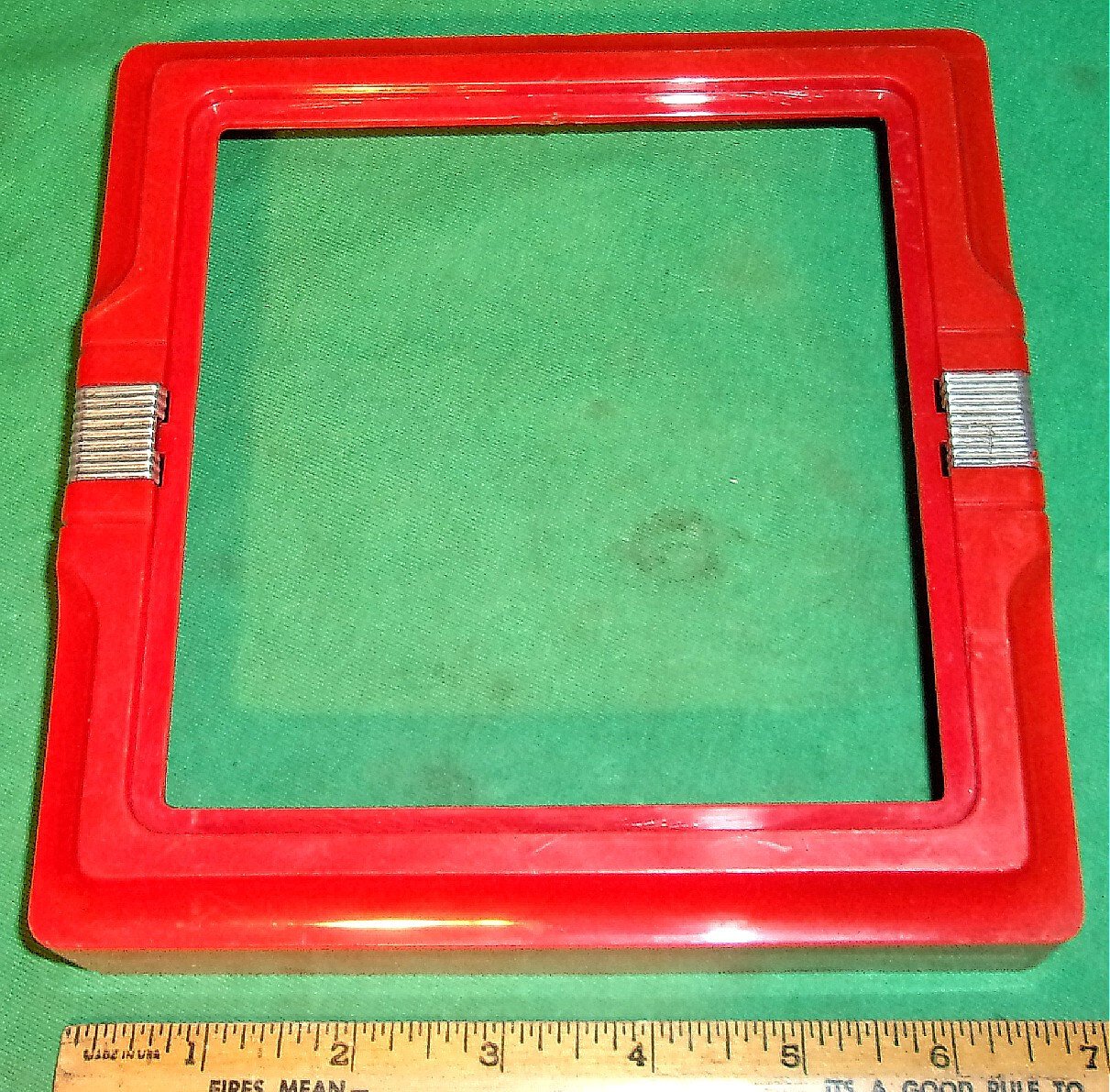 Vintage Red Plastic MCM Art Deco Electric Wall Clock FRAMEonly 1930s Chrome Trim