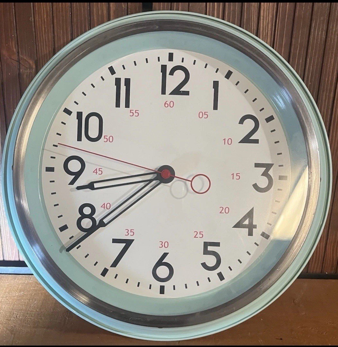 Vintage & Retro - Inspired Aqua Wall Clock with Bold Black Numbers