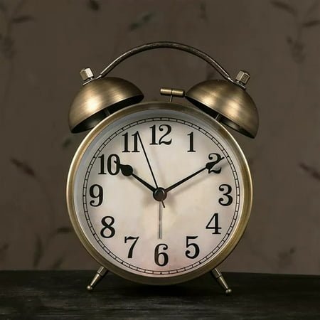 Vintage Retro Analog Twin Bell Alarm Clock, Night Light, Desk Clock Table Alarm Clock Bedroom Alarm Clock