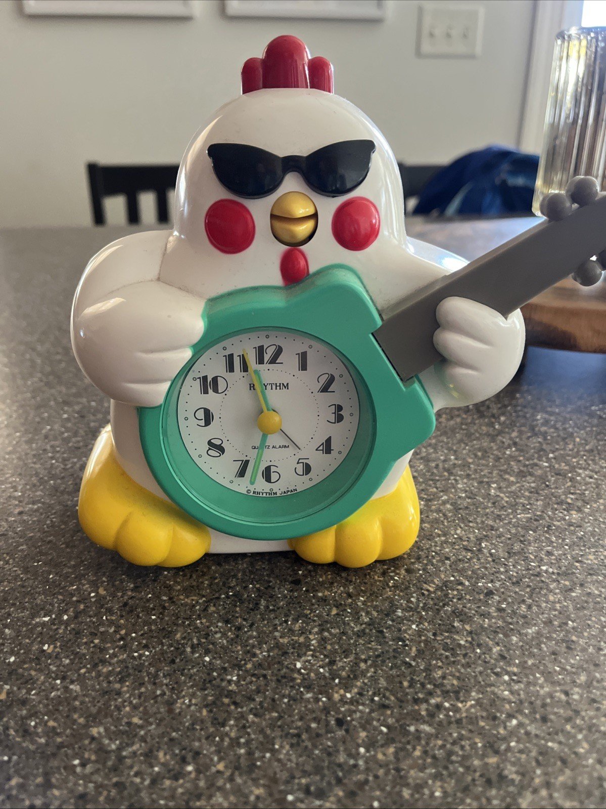 Vintage Rhythm Rock N Roll Chicken Quartz Alarm Clock 4RE441 Japan - Works Rare