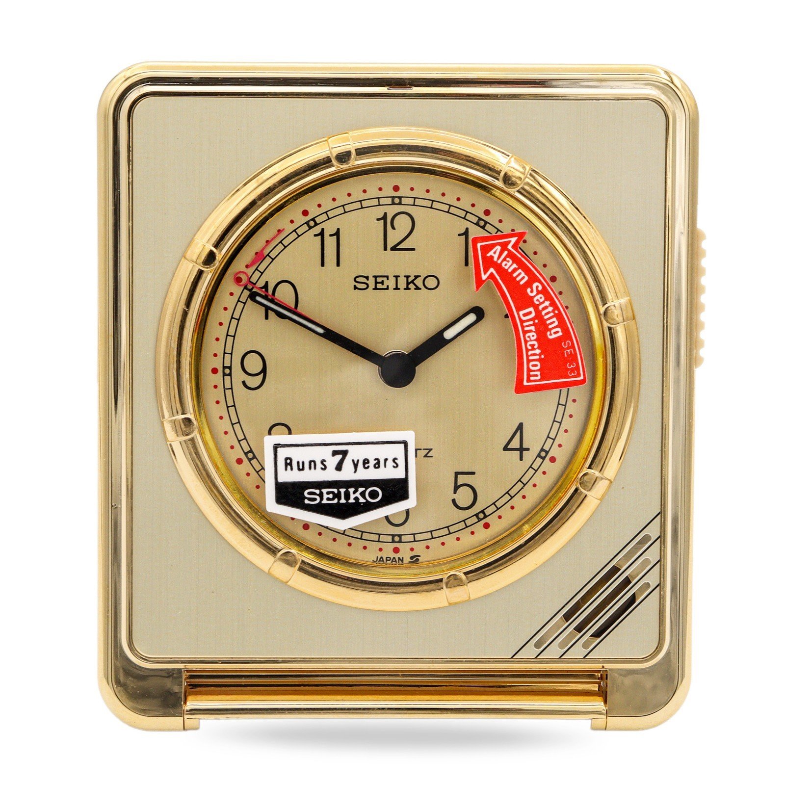 Vintage Seiko Quartz Ultra Thin Gold Travel Alarm Clock Japan Ref. QUH301G
