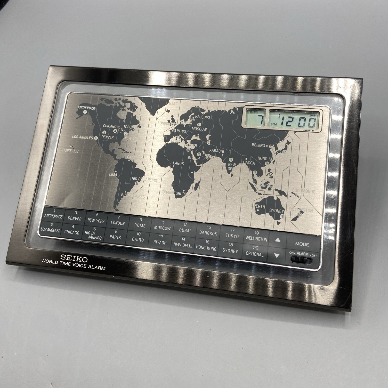 Vintage SEIKO World Time Voice Talking Alarm International Digital Desk Clock