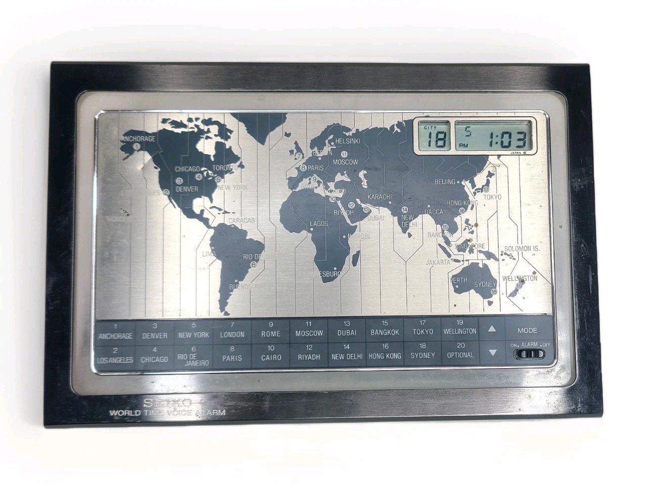 Vintage SEIKO World Time Voice Talking Alarm International Digital Desk Clock