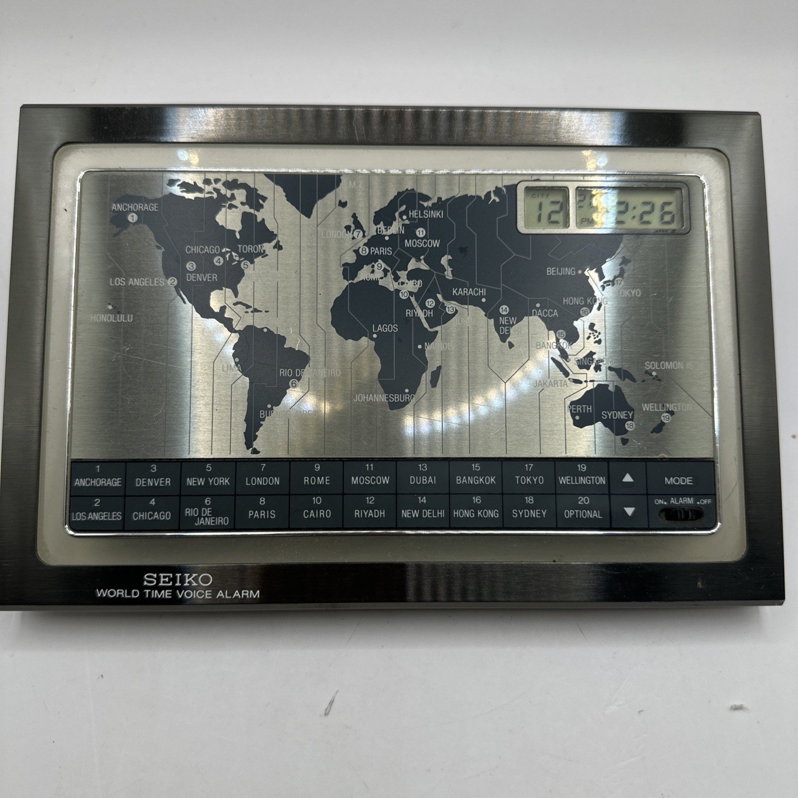 Vintage SEIKO World Time Voice Talking Alarm International Digital Desk Clock