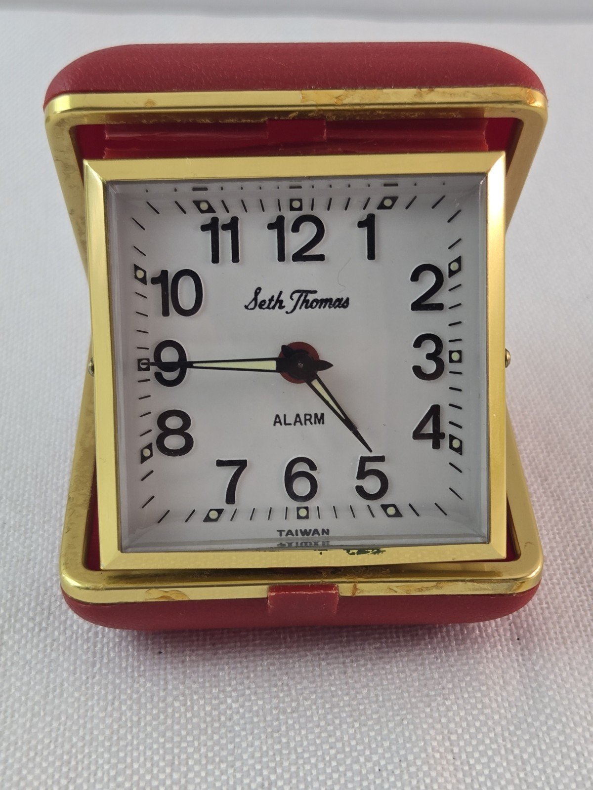 Vintage Seth Thomas Folding Travel Wind Up Alarm Clock Germany MCM -WORKS!