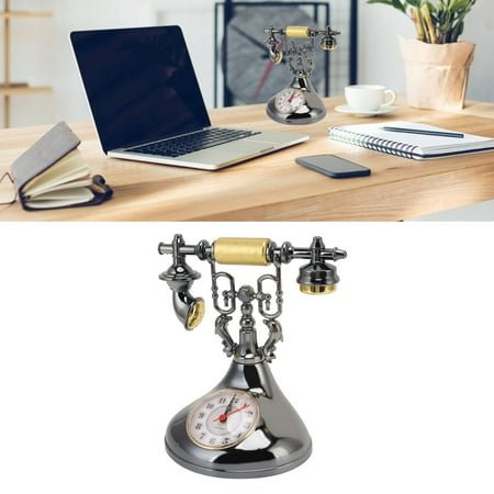 Vintage Telephone Alarm Clock Retro Elegant Bedside Decor For Home Office Cafe YF020-3