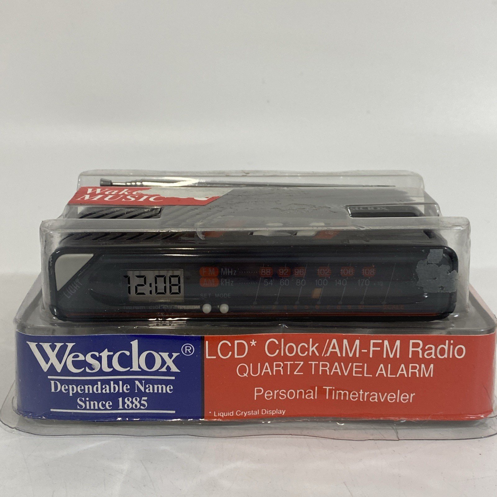Vintage Westclox LCD Quartz Travel Alarm - AM/FM Camping Alarm Clock - New Nos