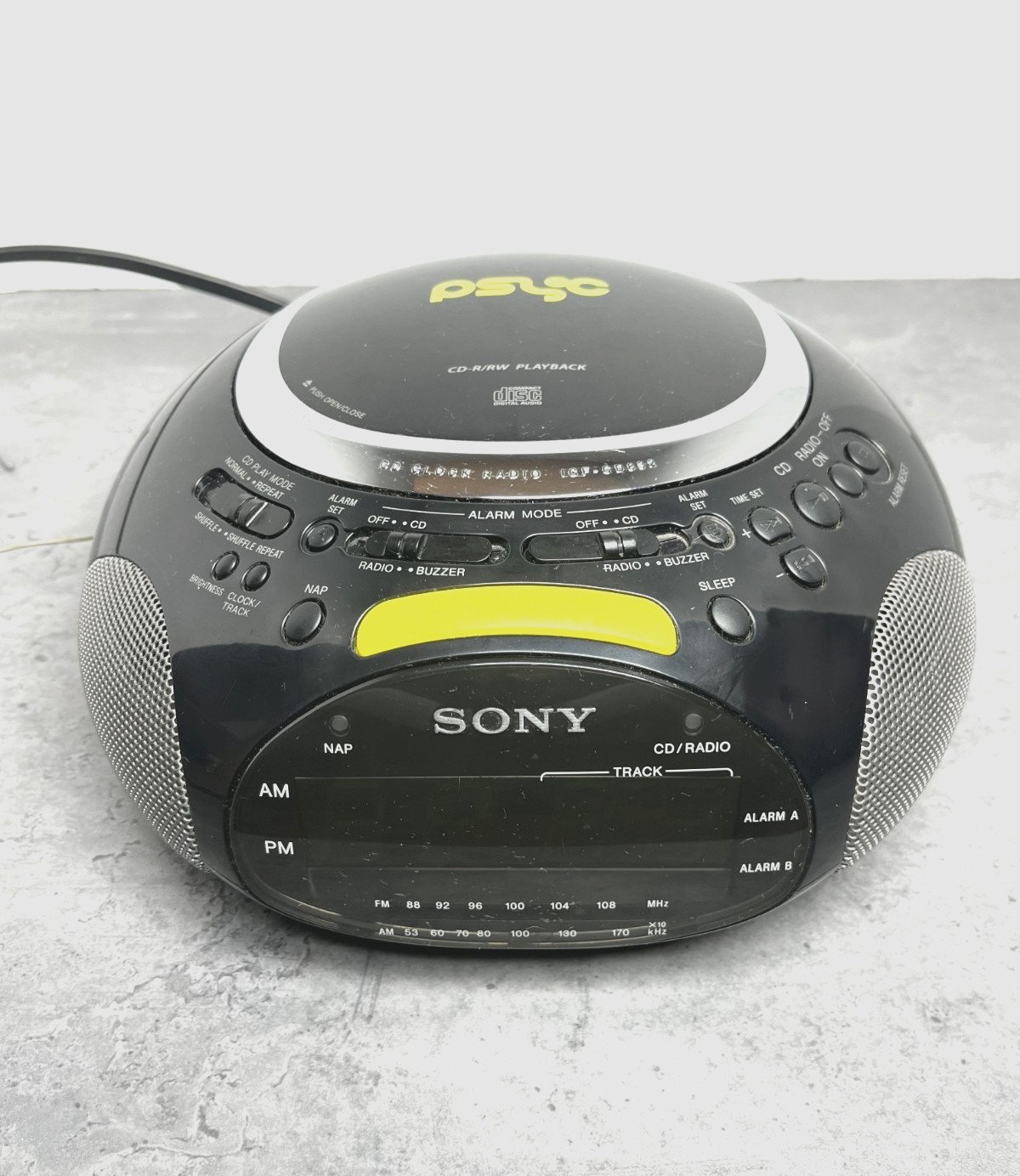 VTG Sony PSYC ICF-CD832 Black AM/FM Alarm Clock CD Player Tested & Fully Working