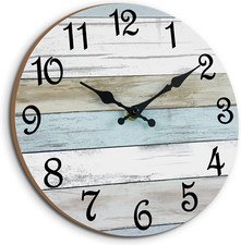 Wall Clock 12 Inch Bathroom Clock, Rustic Wall Clocks Battery Operated, Silent N