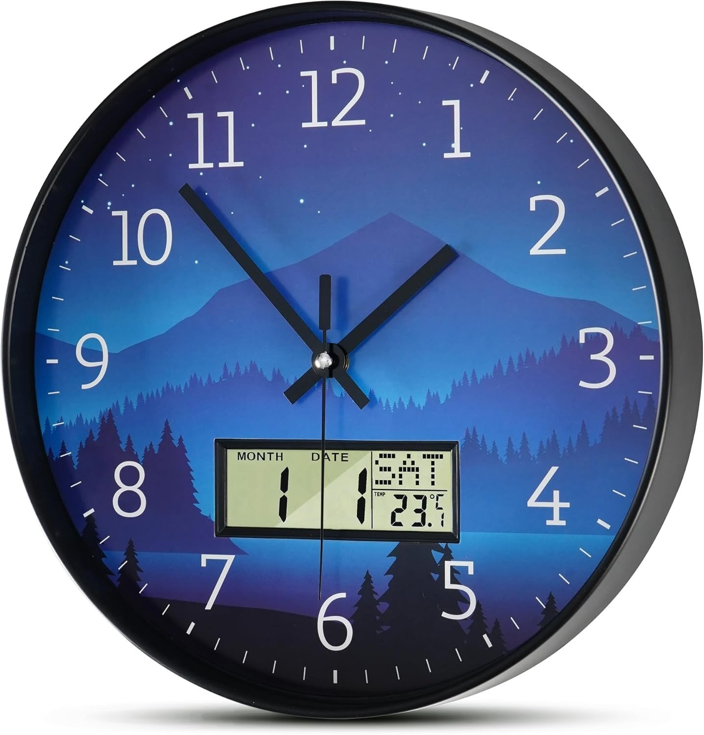 Wall Clock, 12 Inch Dial Non-Ticking Silent Wall Clocks Battery Operated Analog