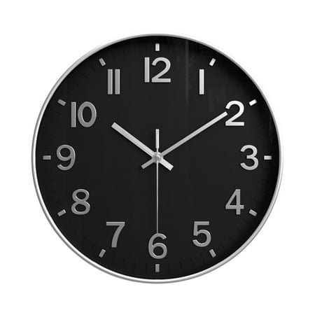 Wall Clock 12 Inch Silent Non-Ticking Big Numbers Easy to Read Wall Clocks Decorative for Home Bedroom Office School Kitchen, Black