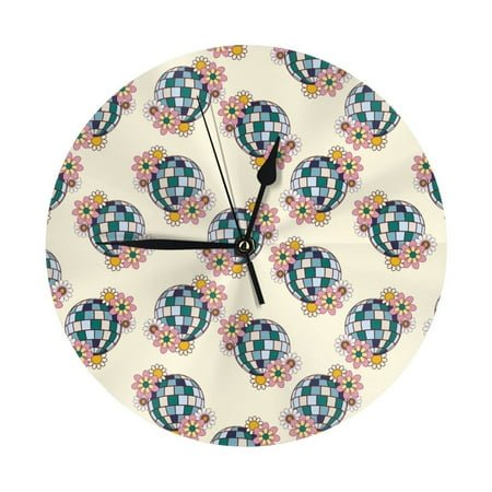 Wall Clock, 70s Disco Ball Wall Clocks Battery Operated Silent Kitchen Office Wall Clock Decorative, Wall Clock for School Classroom Living Room Bedroom Home Decor
