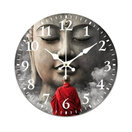 Wall Clock for Home Decoration, Funny Patterns of Buddha Vintage Mute Non-Ticking Classic Wall Clock Battery Powered Suitable for Home, Living Room, Kitchen, Office Decorations