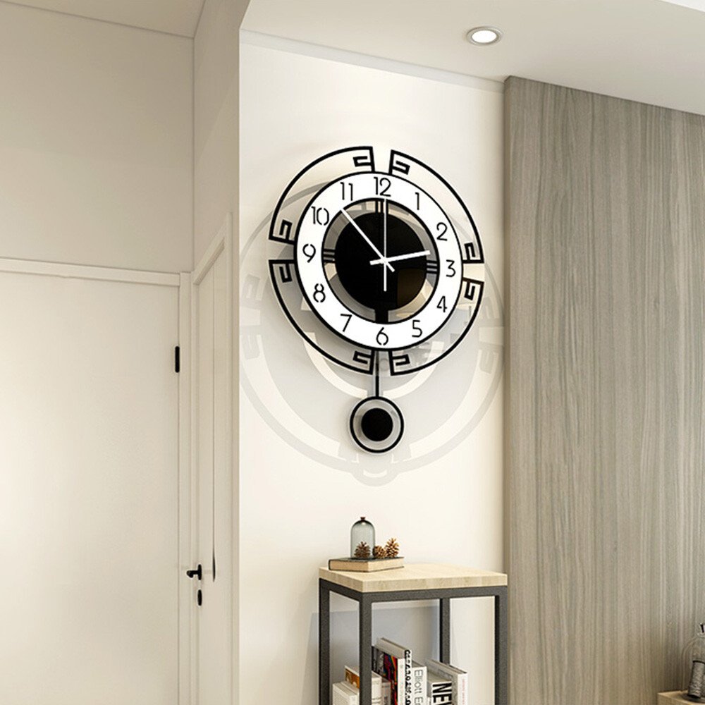Wall Clock for Living Room Decor, Decorative Modern Wall Clocks with Pendulum