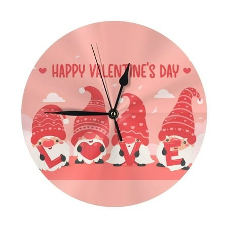 Wall Clock, Gnomes Hold The Letters LOVE Wall Clocks Battery Operated Silent Kitchen Office Wall Clock Decorative, Wall Clock for School Classroom Living Room Bedroom Home Decor