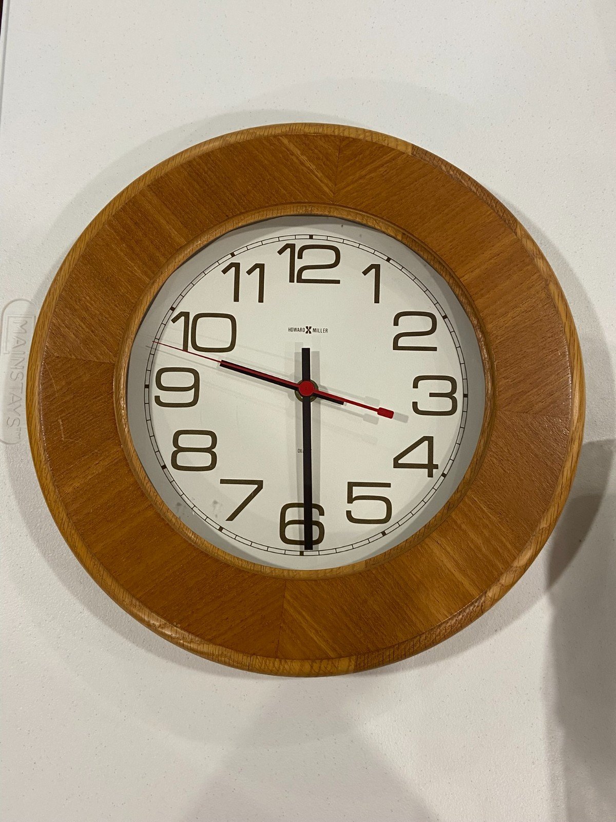 Wall Clock Howard Miller 14" Vintage Mid Century Oak Model 622-421
