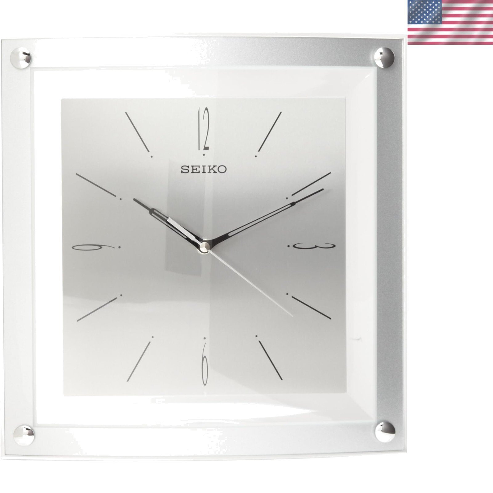 Wall Clock Quiet Sweep Second Hand Clock Silver-Tone Metallic Case