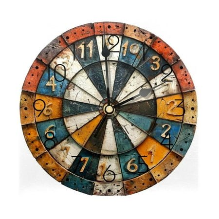 Wall Clocks, Colorful Dart Board Battery Operated Number Clock for Bedroom Living Kitchen Office Home Decor Silent & Non-Ticking