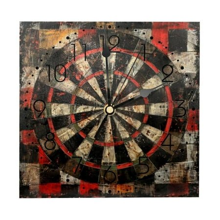 Wall Clocks, Grunge Dart Board Battery Operated Number Clock for Bedroom Living Kitchen Office Home Decor Silent & Non-Ticking